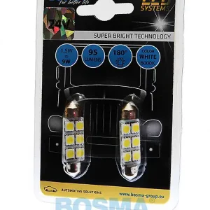ŻARÓWKA 24V SMD 6XSMD SV8.5 10X41MM BOSMA 2 SZT. 3857 Zwrot pieniędzy