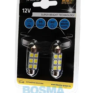 Wysoka jakość ŻARÓWKA 12V SMD 6XSMD SV8.5 10X39MM WHITE BOSMA 3833