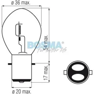 Oryginalny ŻARÓWKA 12V 35/35W BA20D S2 BOSMA 1185