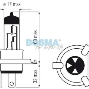 ŻARÓWKA 12V 60/55W H4 P43T LONG LIFE HEAVY DUTY BOSMA Ekspresowa dostawa