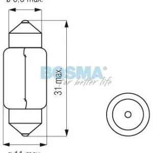 Najlepsza cena ŻARÓWKA 12V 10W SV8,5 11X30MM BOSMA 1802