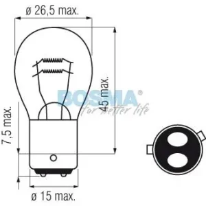 Oryginalny ŻARÓWKA 12V 21/4W P21/4W BAZ15D BOSMA 0270
