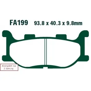 Bezpieczna płatność EBC Klocki Hamulcowe Motocyklowe FA199 EBCFA199 do YAMAHA XJ6-N DIVERSION 600 (09-13)/ XJ 600 S DIVERSION (98-03)/ XJ 600 N (98-03)/ TZR 150 R (4AP2) (00)