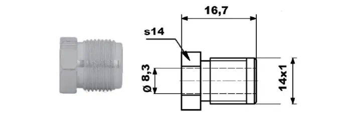 Autentyczny KOŃCÓWKA PRZEWODU HAMULCOWEGO 14X1